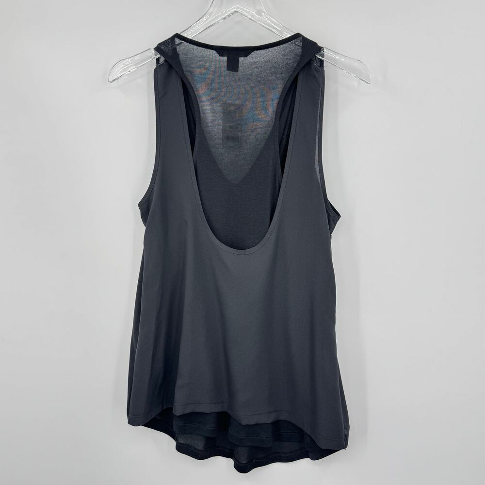 Banana Republic racer sleeveless blouse top layered mix media black small NEW - Picture 4 of 9